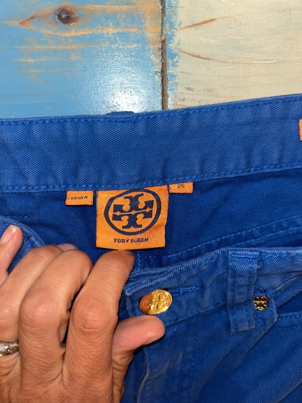 Tory Burch Royal Blue Cropped Skinny Jeans Size 25